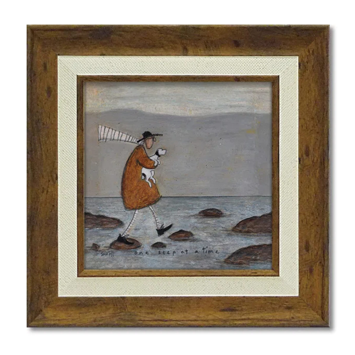 アートパネル サムトフト 23.5×23.5cm 木目 ( 絵画 絵 アート インテリア 額 額入り 壁掛け 犬 動物 虹 ポスター アートフレーム アートポスター ウォールアート パネル 額付き 額縁 正方形 スクエア 壁飾り リビング ) 【一歩ずつ行こう】 一歩ずつ行こう