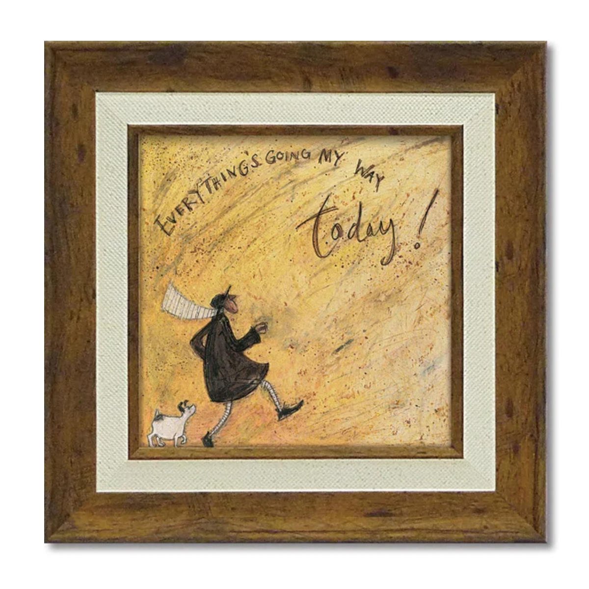 アートパネル サムトフト 23.5×23.5cm 木目 ( 絵画 絵 アート インテリア 額 額入り 壁掛け 犬 動物 虹 ポスター アートフレーム アートポスター ウォールアート パネル 額付き 額縁 正方形 スクエア 壁飾り リビング ) 【きょうもイイこといっぱい】 きょうもイイこといっぱい