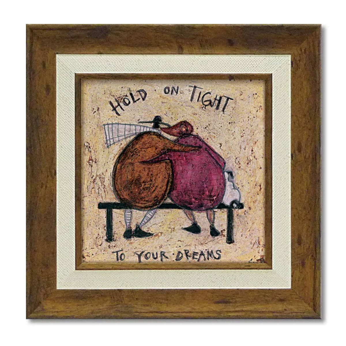 アートパネル サムトフト 23.5×23.5cm 木目 ( 絵画 絵 アート インテリア 額 額入り 壁掛け 犬 動物 虹 ポスター アートフレーム アートポスター ウォールアート パネル 額付き 額縁 正方形 スクエア 壁飾り リビング ) 【つよく抱きしめて】 つよく抱きしめて