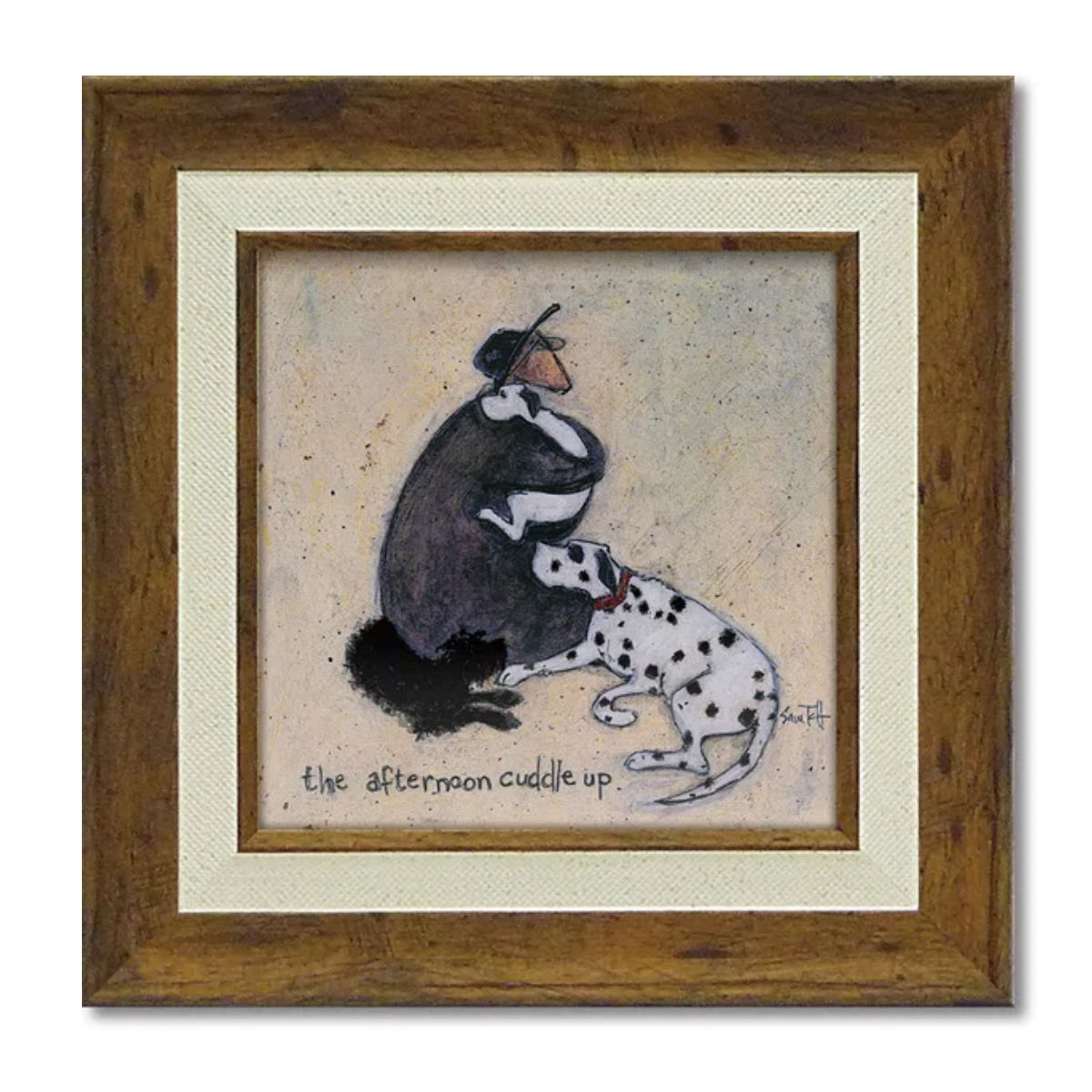 アートパネル サムトフト 23.5×23.5cm 木目 ( 絵画 絵 アート インテリア 額 額入り 壁掛け 犬 動物 虹 ポスター アートフレーム アートポスター ウォールアート パネル 額付き 額縁 正方形 スクエア 壁飾り リビング ) 【寄り添う午後のひととき】 寄り添う午後のひととき