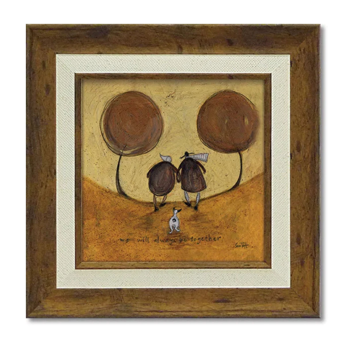 アートパネル サムトフト 23.5×23.5cm 木目 ( 絵画 絵 アート インテリア 額 額入り 壁掛け 犬 動物 虹 ポスター アートフレーム アートポスター ウォールアート パネル 額付き 額縁 正方形 スクエア 壁飾り リビング ) 【ずっと一緒に】 ずっと一緒に